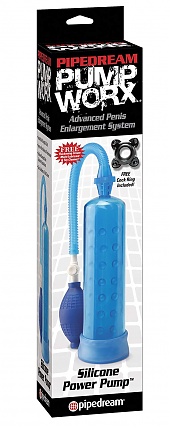 Pump Worx: Silicone Power Pump  - Blue With Cock Ring